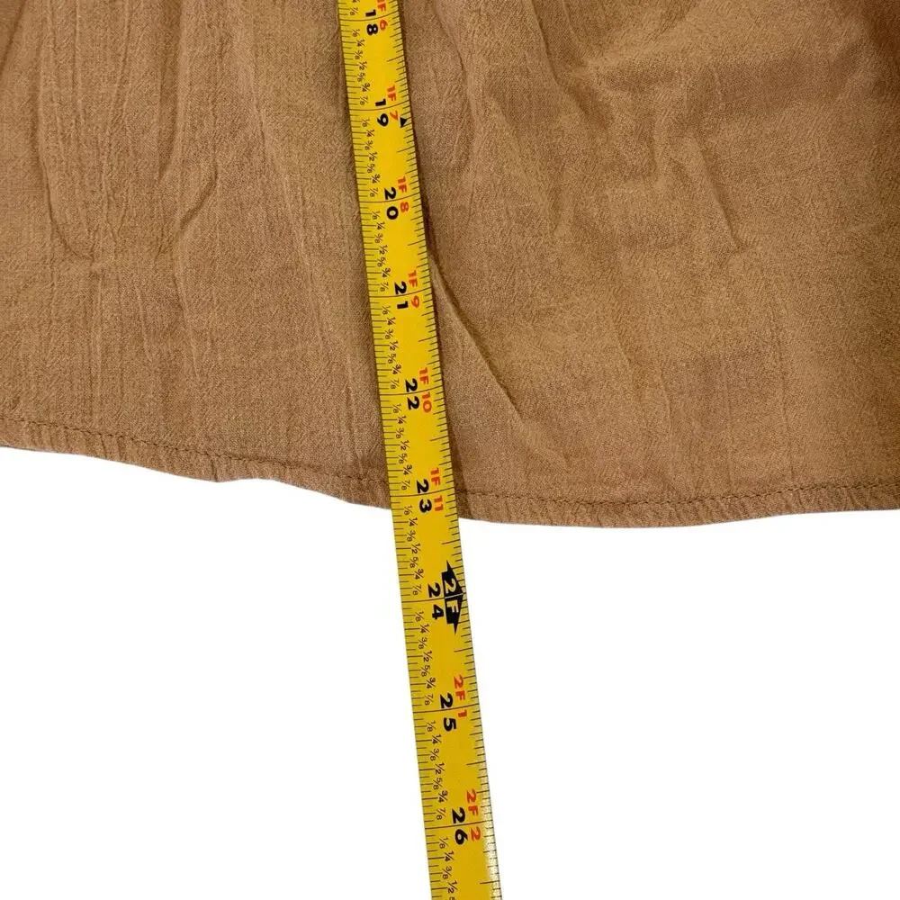 Old Navy Puff Sleeve Cutout Tie Back Swing Blouse Tan L Tall Boxy Boho Neutral